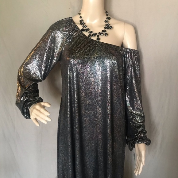 LuLaroe Eve Black Iridescent Dress Size Small long sleeves - Picture 3 of 16